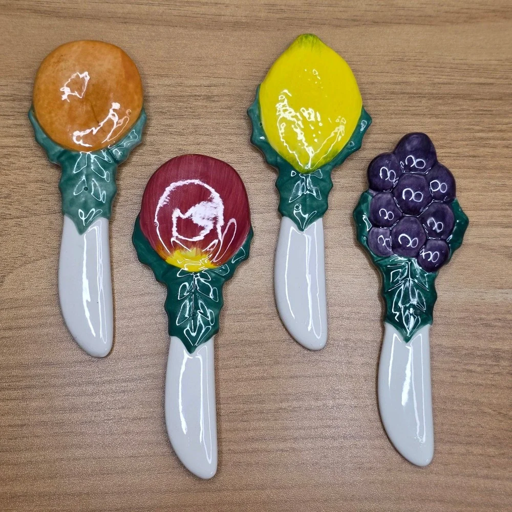 Vintage Fitz & Floyd Della Robbia Set of 4 Canape Knives Charcuterie Spreaders